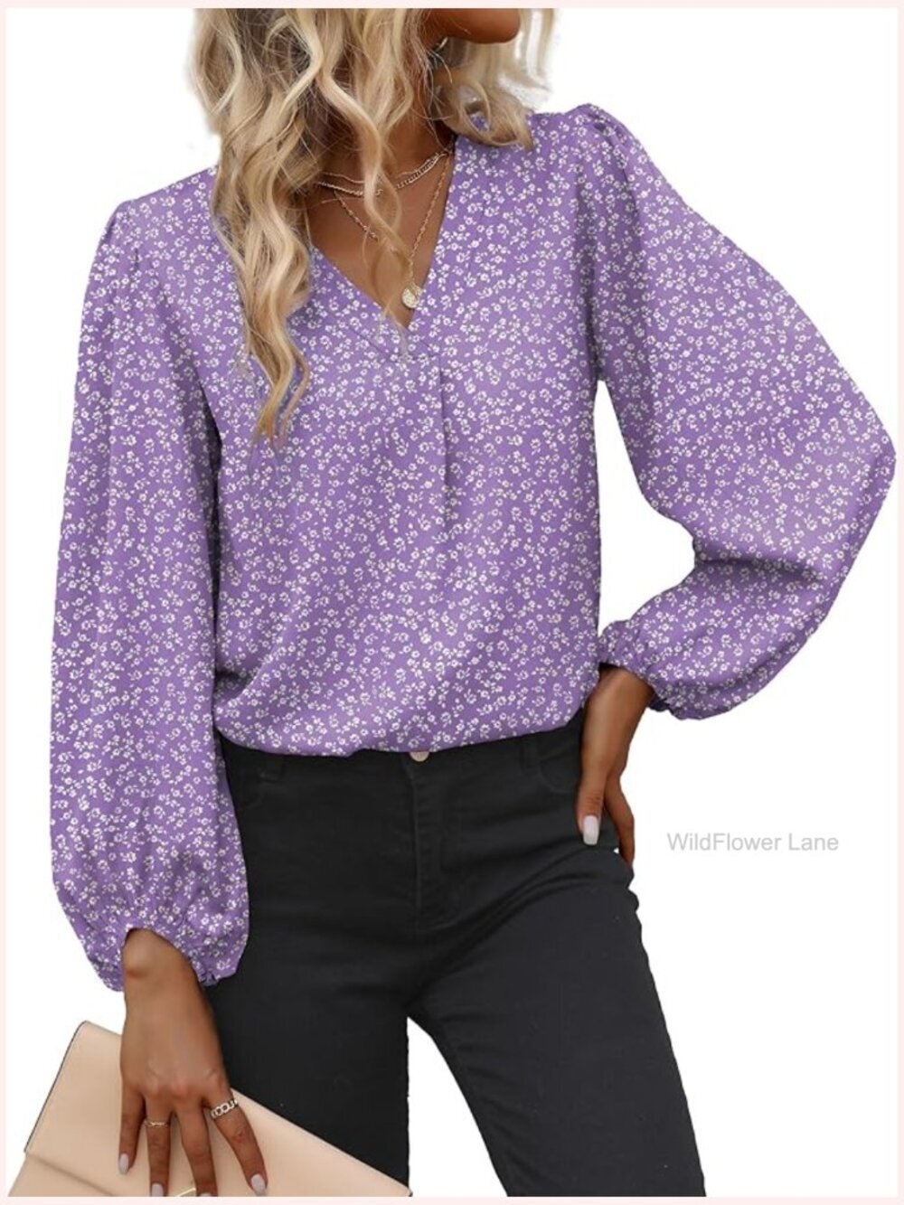 Long Sleeve Floral Tunic Blouse Business Casual Work Top